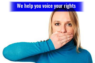 woman covers her mouth with hand freedom of speech concept